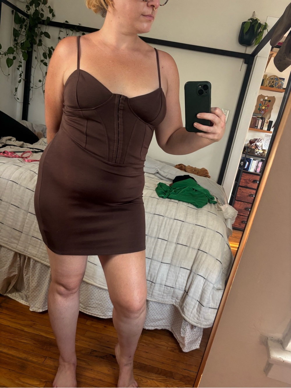 Wild Fable Brown Spaghetti Strap Corset Mini Dress